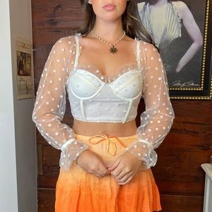 White polka dot bustier top